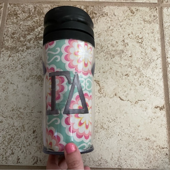 Alpha gamma delta embroidery coffee travel mug - Picture 2 of 8